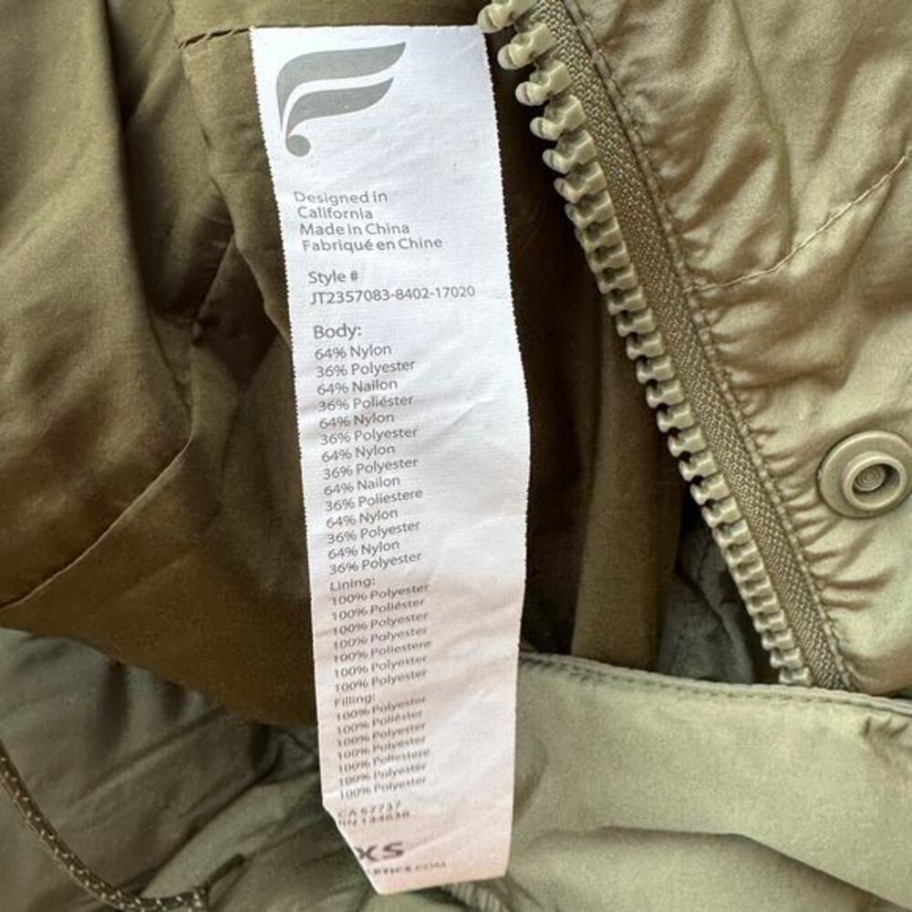 Fabletics Essentials Long Puffer Coat Moss Green … - image 7